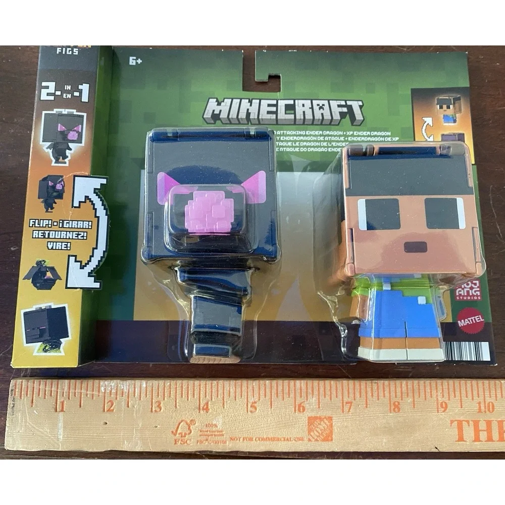 Minecraft Flippin Figs 2-In-1 Sunny & Ender Dragon Transform Figures Mattel New